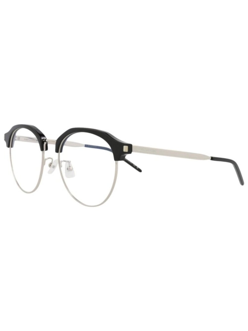 New Saint Laurent Women's Eyeglasses Round Oval Acetate Frame Black Silver